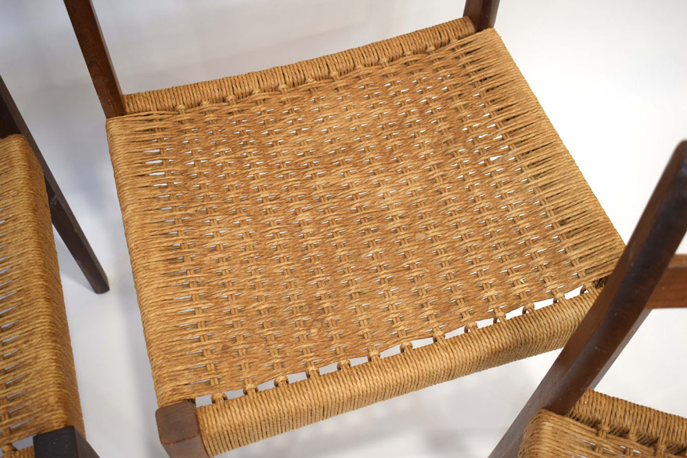 Arne Hovmand Olsen for Mogens Kold, a set of four teak and seagrass dining chairs, - Image 4 of 14