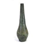 A Spanish pottery vase of imposing tapering proportions with incised floral decoration, h.