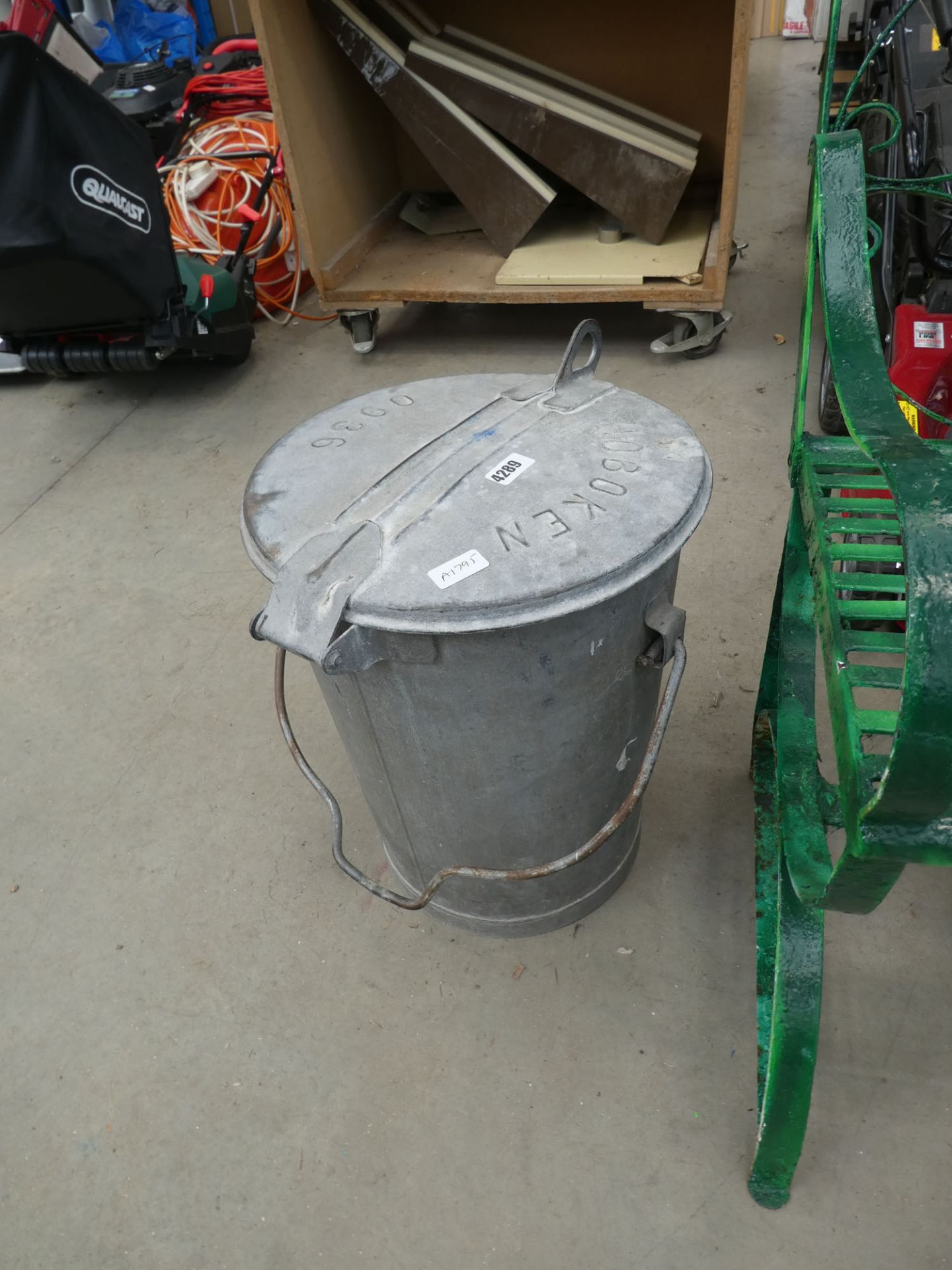 Galvanized lidded bucket
