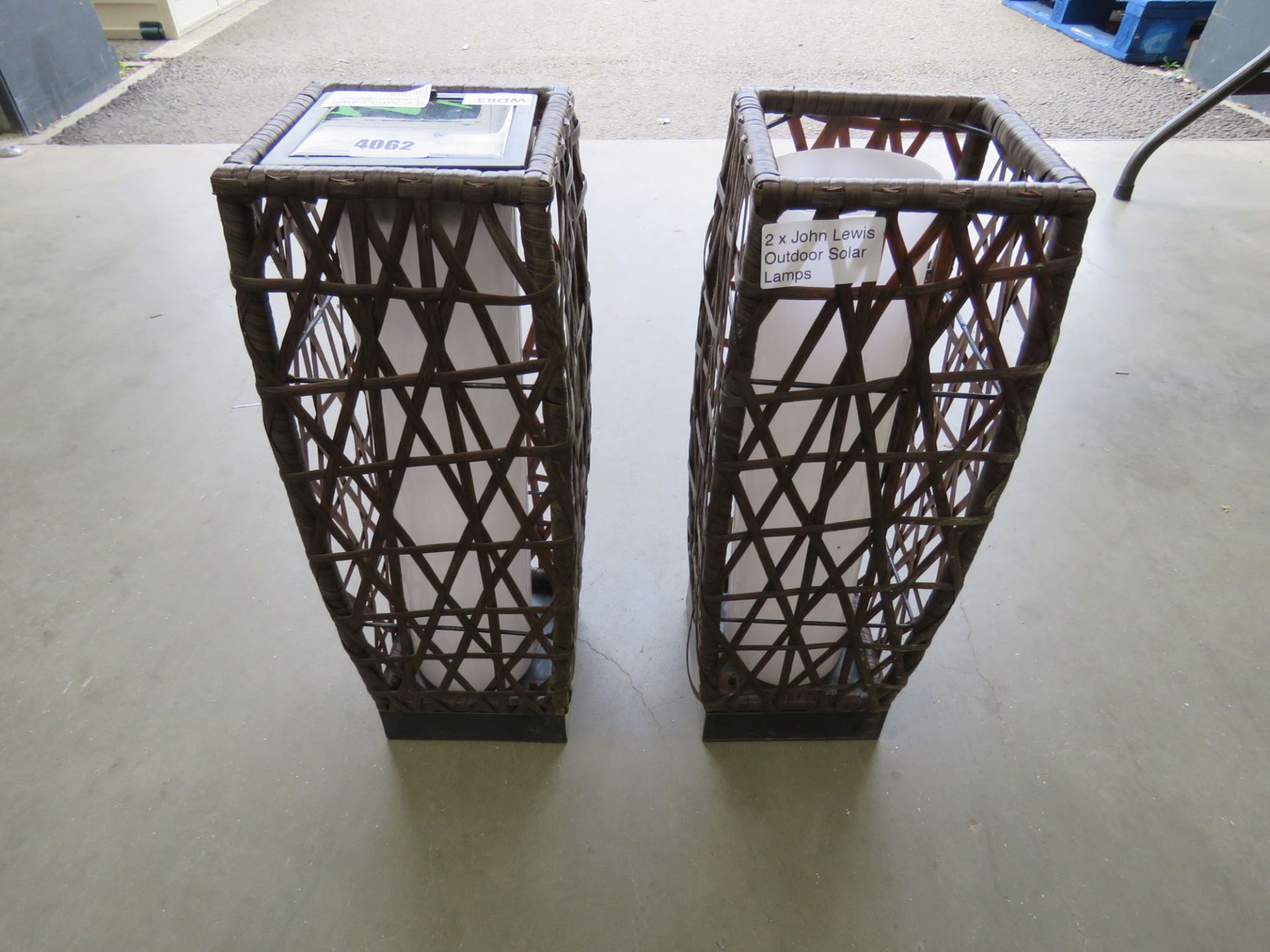 2 wicker effect garden lights