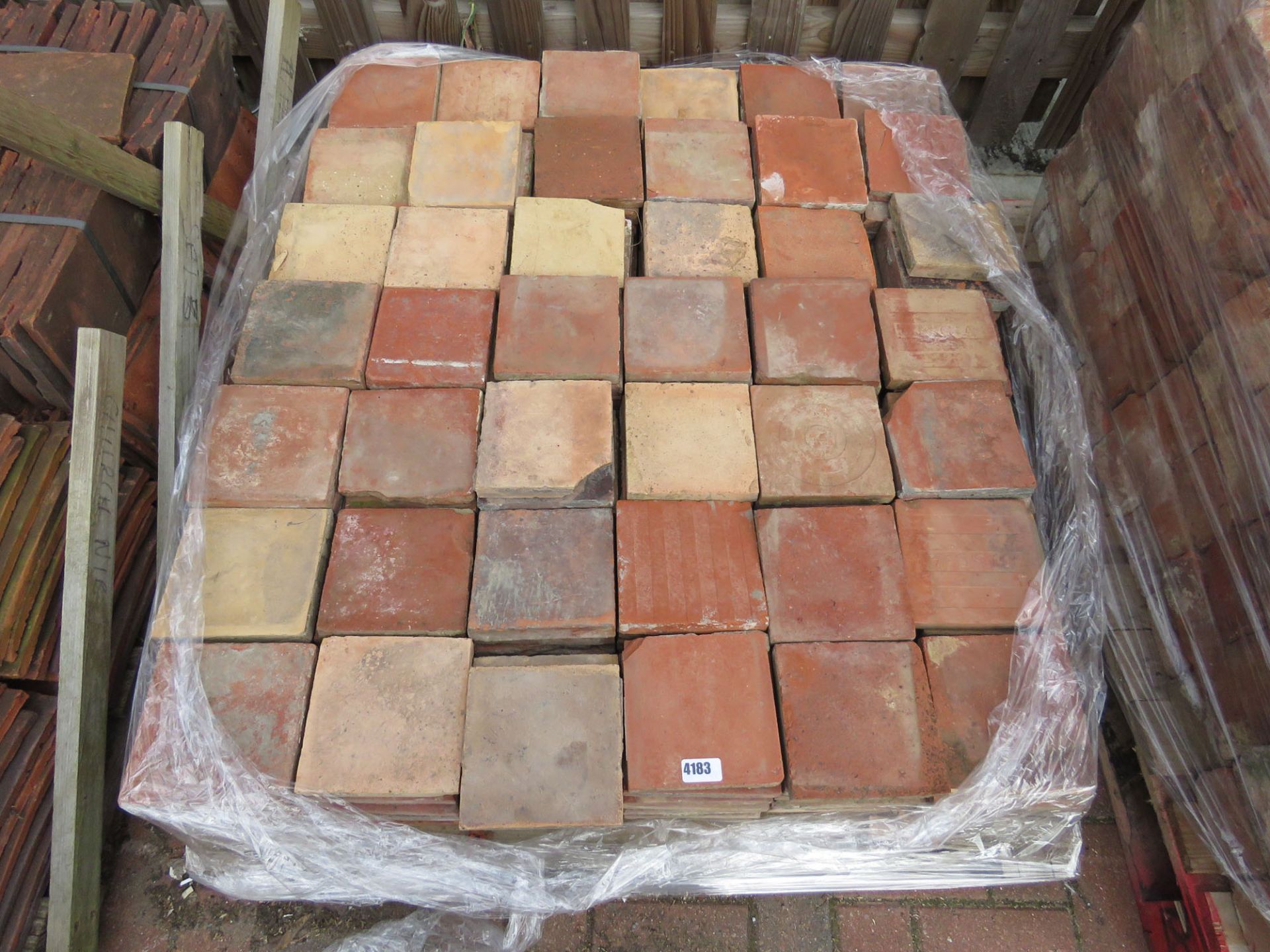 Pallet of red quarry tiles approx 290 tiles