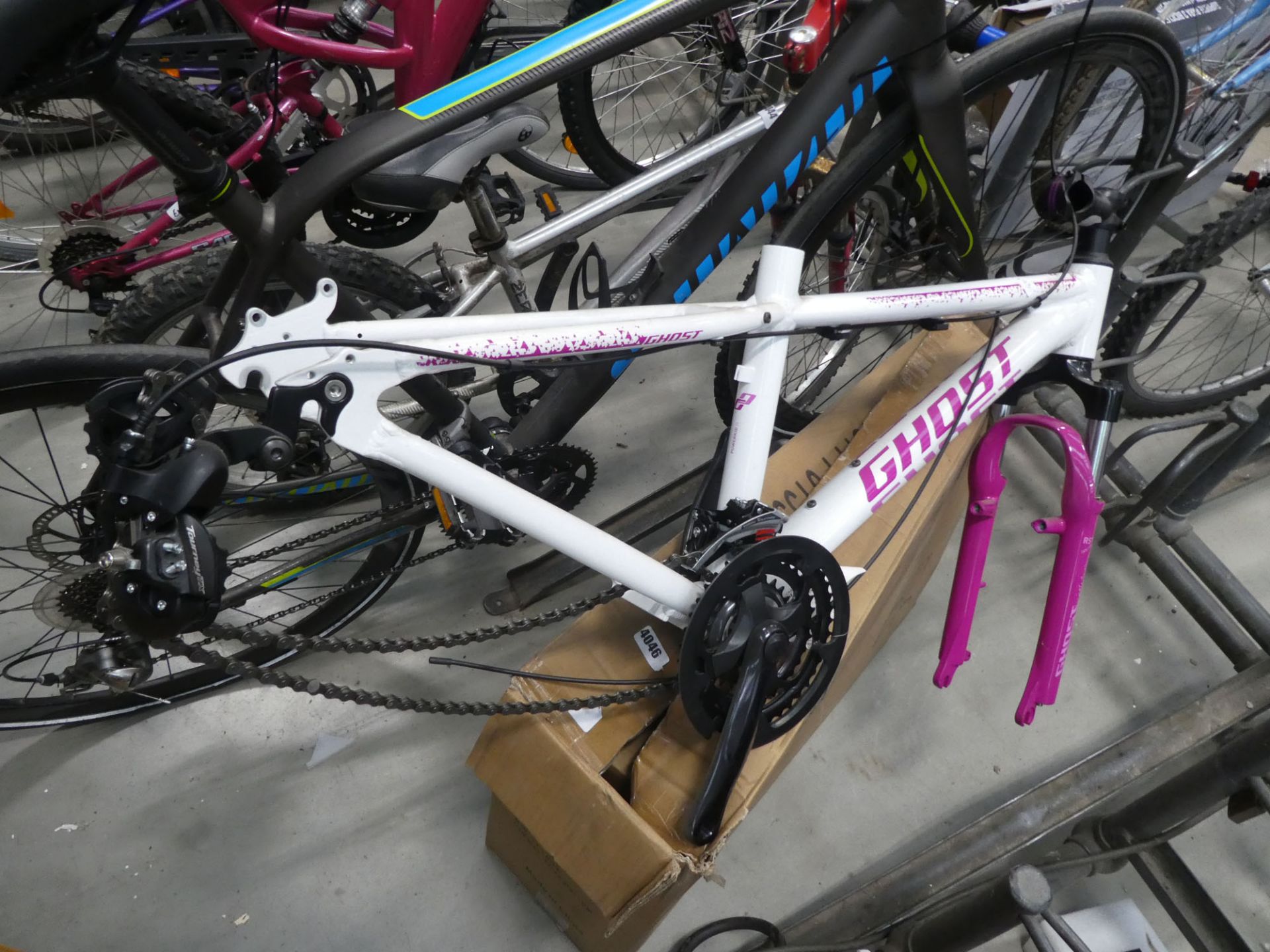 Boxed Ghost bike frame in white