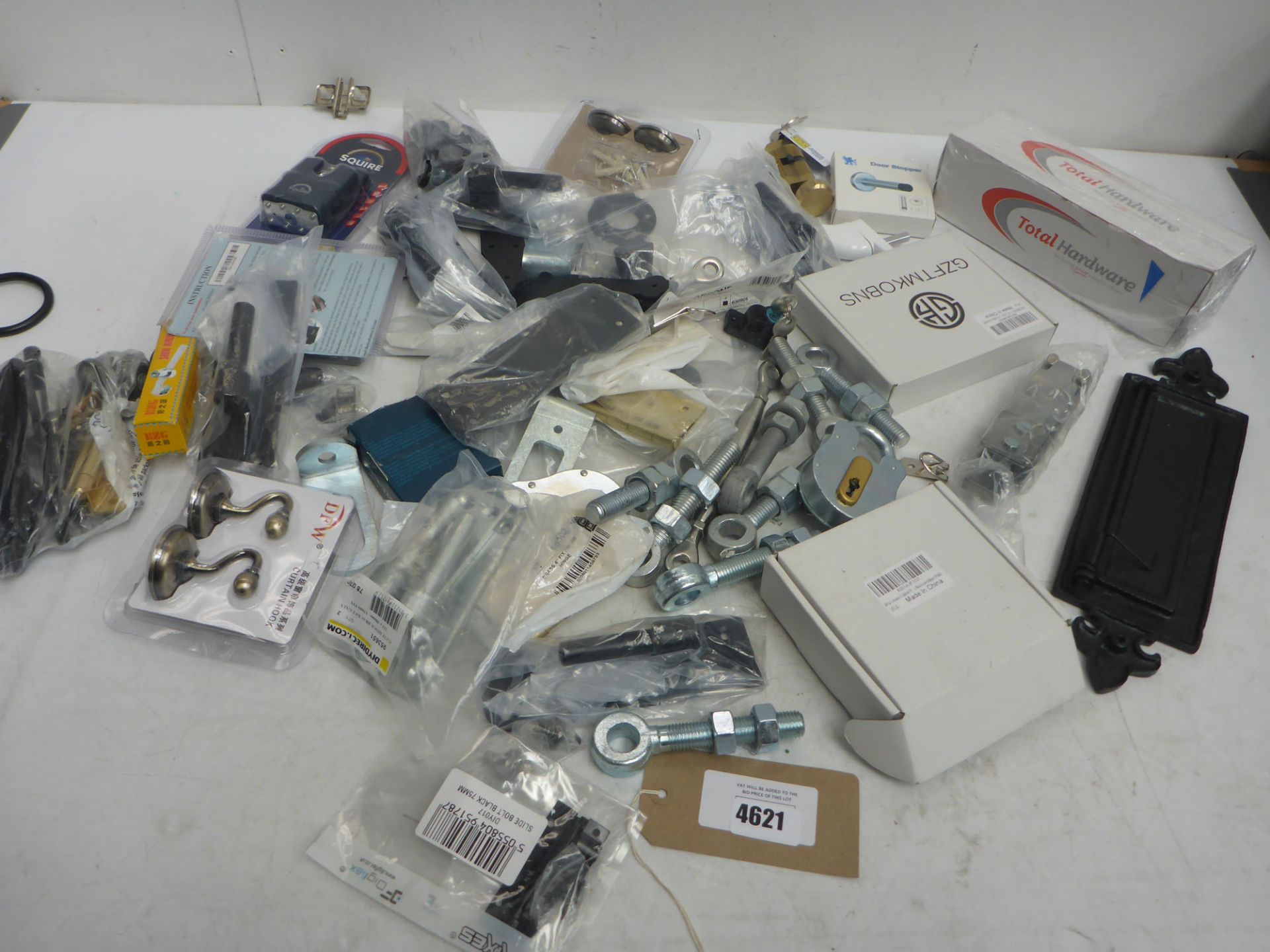 Letter box, hingers, padlocks, coat hooks, door handles, fixings etc