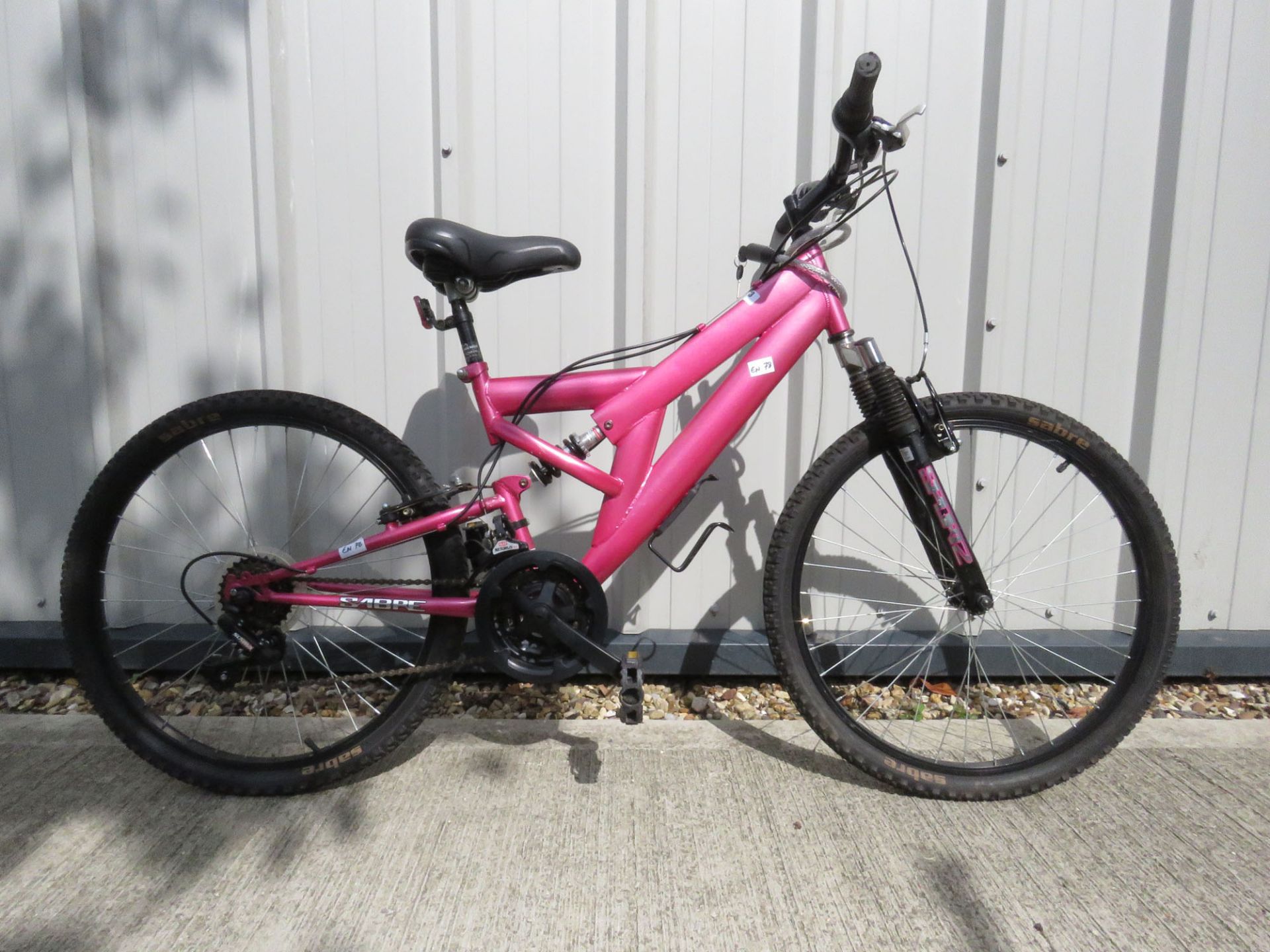 Sabre Mountain bike in pink full suspension