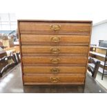 Oak table top 6 drawer collectors chest