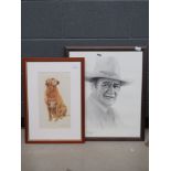 Print of John Wayne plus a print of a Labrador