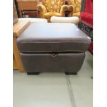 Brown leather effect storage footstool