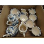Box containing Masons floral pattern tea service