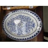 2 blue and white meat platters