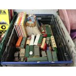 Crate of various vintage pre owned die cast buses and other vehicles