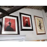 Three framed and glazed prints of figures