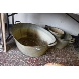 4 various galvanized metal buckets