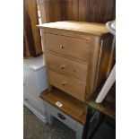 (1) Modern light oak 3 drawer bedside table