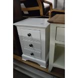 (1) White modern 3 drawer bedside unit