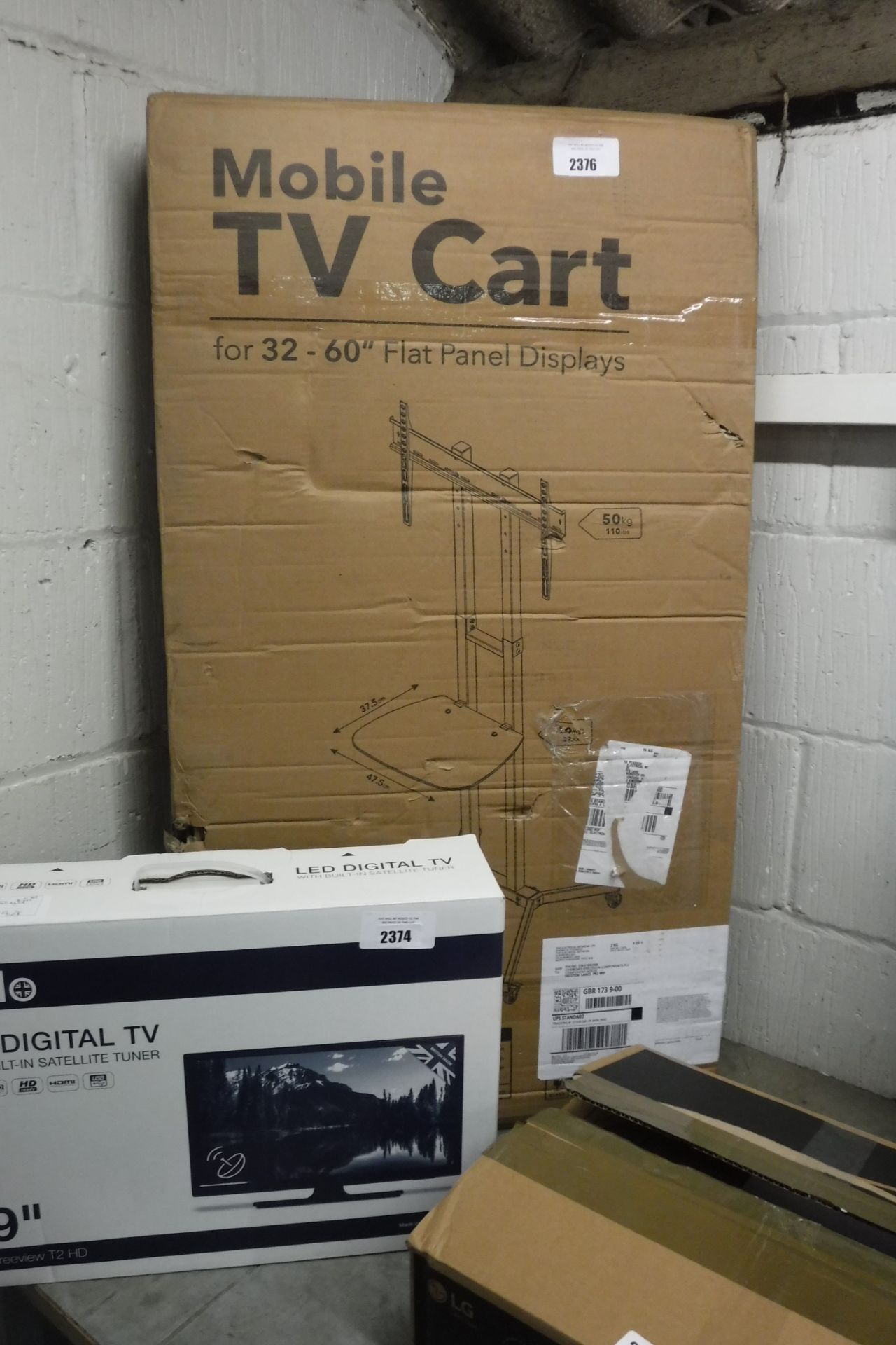 Boxed mobile TV cart for 32''-60'' flat panel displays