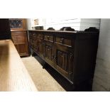 Oak Old Charm style sideboard with 5 drawers and 5 cupboards under