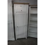 Modern oak white single door kitchen larder unit with storage above