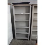 Grey oak 4 shelf book with damage to top shelf
