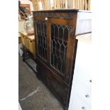 Dark oak 2 door display cabinet with leaded glass