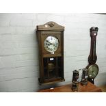 Oak cased pendulum wall clock