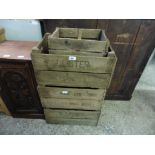 (2067) 3 large vintage wooden boxes and 2 smaller boxes