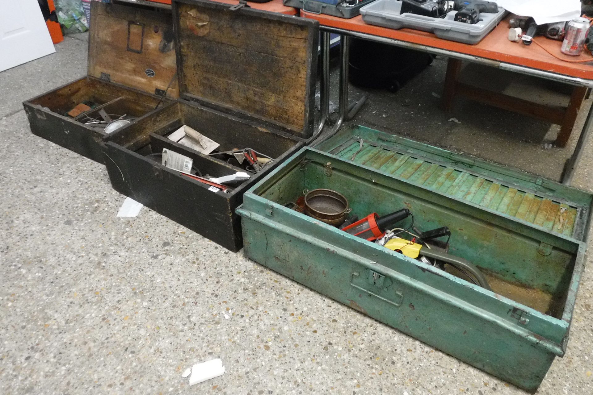 3 tool boxes containing mixed tooling