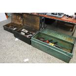 3 tool boxes containing mixed tooling