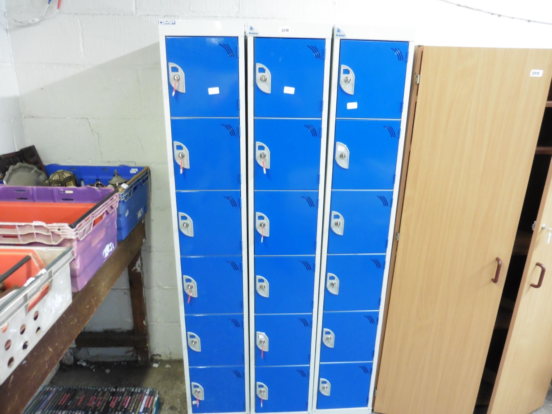 3 6 compartment personal effects lockers with some keys