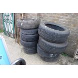 10 various tyres, some with wheels