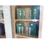 8 House of Commons glasses with gilt decoration and boxes