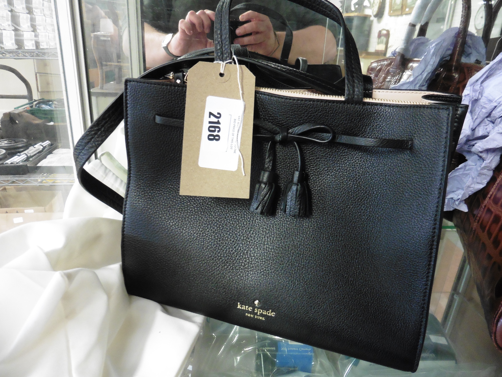 Cate Spade ladies black tote handbag with case