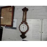 Oak banjo shaped Aneroid barometer