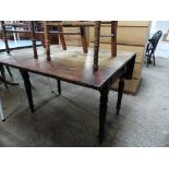 Pitch pine kitchen table with drop leaves and drawer