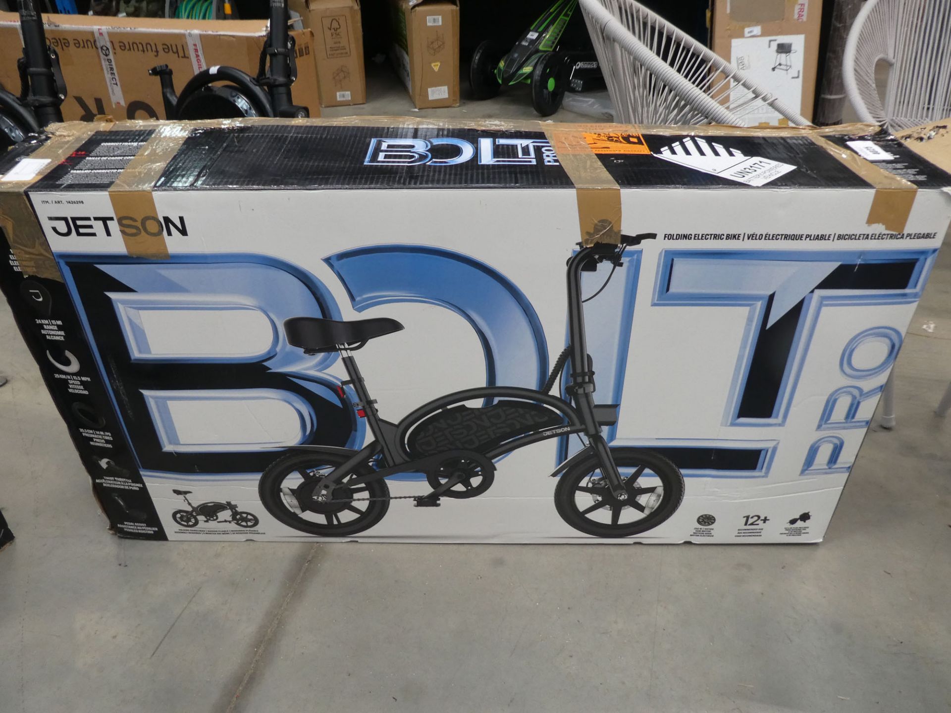 Boxed Jetson Bolt pro electric bike with charger