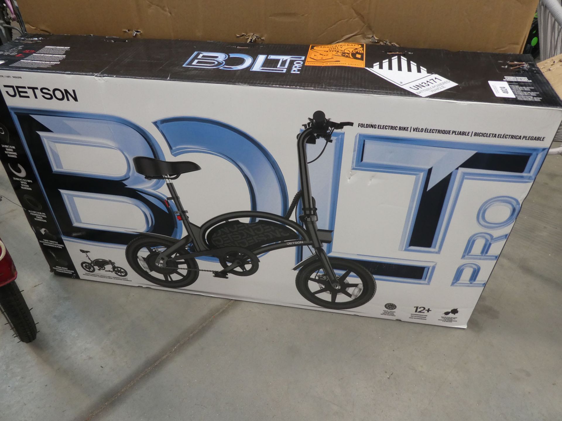 Boxed Jetson Bolt pro electric bike with charger