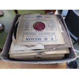Box containing a quantity of records