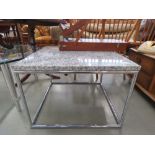 Square grey flecked marble coffee table