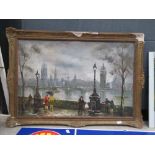 Oil on canvas of London embankment