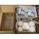 4 boxes containing glassware, Doulton and Cole Cliff crockery