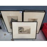 5059 4 framed and glazed engravings: townscapes