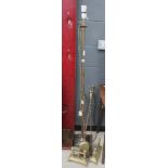 Floor lamp with fluted column plus 3 piece fire companion set and pair of fire dogs