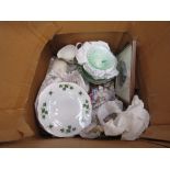 5263 - Box containing a quantity of Clough and other crockery plus stainless steel and glassware