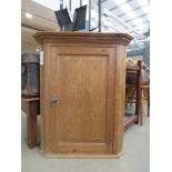 Pine single door corner cupboard