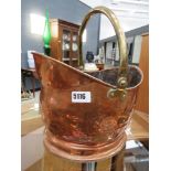 Copper and brass coal scuttle