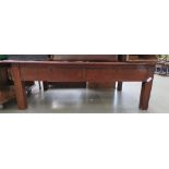 Oak coffee table with 2 drawers under Height: 39cm Width: 120cm Depth: 80cm Cut down desk, surface