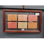 Framed set of six Italian motorcycle tax licences