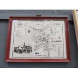 Framed and glazed map of Bedford