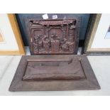 (3) Pair of carved Chinese panels