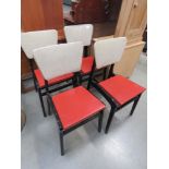 4 Rexine 1950's dining chairs with black painted supports