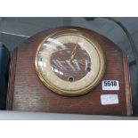 Oak dome topped mantle clock